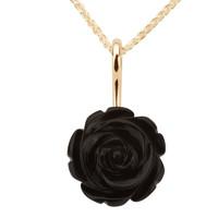 pendant whitby jet and gold carved rose