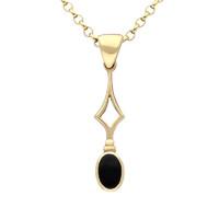 Pendant Whitby Jet And Gold Diamond Shaped Oval