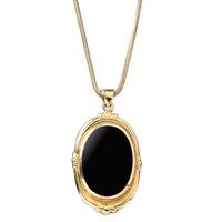 Pendant Whitby Jet And Gold Oval Shape Fleur