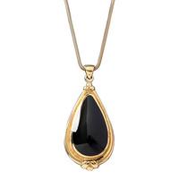 Pendant Whitby Jet And Gold Pear Shape Fleur