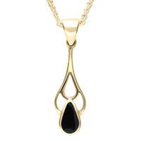 Pendant Whitby Jet And Gold Teardrop Spoon