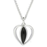 Pendant Whitby Jet And Silver Centre Stone Heart