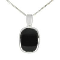 Pendant Whitby Jet And Silver Curved Oblong