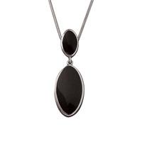 Pendant Whitby Jet And Silver Double Oval