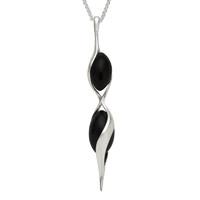 Pendant Whitby Jet And Silver Double Twist Bead