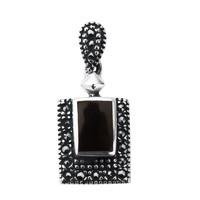 Pendant Whitby Jet And Silver Marcasite Oblong Framed Small