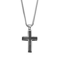 Pendant Whitby Jet And Silver Medium Channel Cross