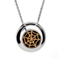 Pendant Whitby Jet And Silver Round Gothic 9ct Gold Web