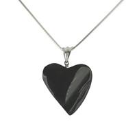 Pendant Whitby Jet And Silver Unique Heart