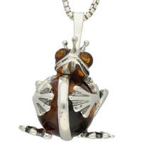 Pendant Amber And Silver Frog Prince