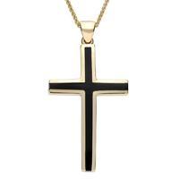 Pendant Whitby Jet And Gold Large Slim Cross