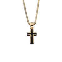 Pendant Whitby Jet And Gold Small Slim Cross