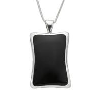 Pendant Whitby Jet And Silver Abstract Concave Oblong