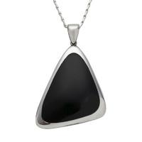 Pendant Whitby Jet And Silver Abstract Curved Triangle Shaped