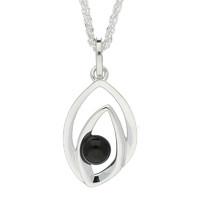 Pendant Whitby Jet And Silver Abstract Flame Stone