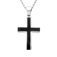 Pendant Whitby Jet And Silver Channel Cross Large