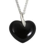 Pendant Whitby Jet And Silver Large Bail Heart