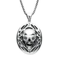 Pendant Whitby Jet And Silver medium Oval Skull
