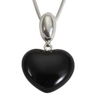 Pendant Whitby Jet And Silver Oval Bail Heart Large
