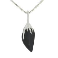 Pendant Whitby Jet And Silver Plant Bud