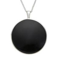 Pendant Whitby Jet And Silver Round Classic Large