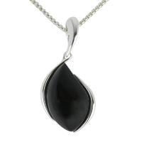 Pendant Whitby Jet And Silver Curved Pear