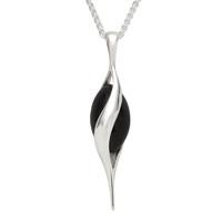 Pendant Whitby Jet And Silver Single Bead Twist