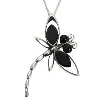 Pendant Whitby Jet And Silver Dragonfly Large