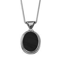 Pendant Whitby Jet And Silver Oval Large