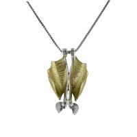 Pendant 18ct Yellow Gold And Silver Upside Down Bat Small