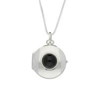 Pendant Whitby Jet And Silver Plain Round Locket