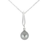 Pearl Necklace Grey Drop Silver