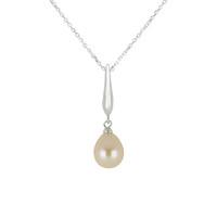 Pearl Necklace Peach Drop Silver