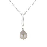 pearl necklace pink drop silver