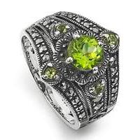 Peridot & Marcasite Vintage Look Ring