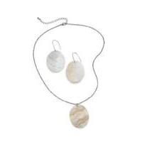 Pearl Disc Necklace and Earing Set