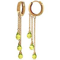 Peridot Trilogy Droplet Briolette Earrings 4.8ctw in 9ct Gold