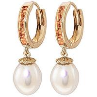 pearl and citrine huggie earrings 93ctw in 9ct gold