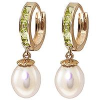 Pearl and Peridot Huggie Earrings 9.3ctw in 9ct Gold