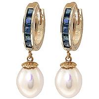 Pearl and Sapphire Huggie Earrings 9.3ctw in 9ct Gold