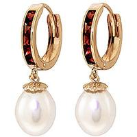 Pearl and Garnet Huggie Earrings 9.3ctw in 9ct Gold