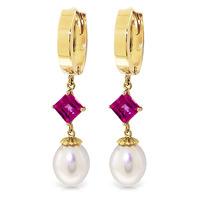 pearl and pink topaz droplet huggie earrings 95ctw in 9ct gold