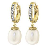 Pearl and Diamond Huggie Earrings 8.0ctw in 9ct Gold