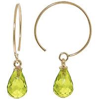 Peridot Eclipse Briolette Circle Wire Earrings 1.35ctw in 9ct Gold