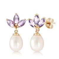 pearl and tanzanite petal drop earrings 95ctw in 9ct gold