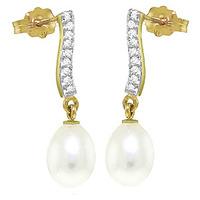 Pearl and Diamond Droplet Earrings 8.0ctw in 9ct Gold