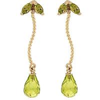 Peridot Teardrop Briolette Earrings 3.4ctw in 9ct Gold