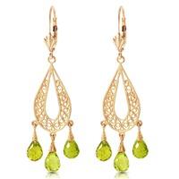 Peridot Mirage Briolette Drop Earrings 3.75ctw in 9ct Gold