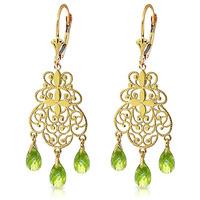 Peridot Trilogy Briolette Drop Earrings 3.75ctw in 9ct Gold