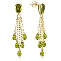 Peridot Comet Tail Drop Earrings 15.5ctw in 9ct Gold